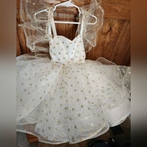 Elegant Gold Starry Kids Formal Dress